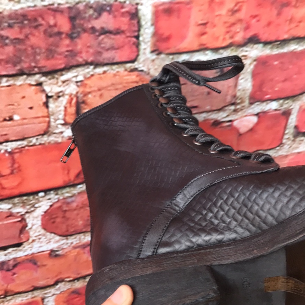 Free People Leather Santa Fe Lace-Up Boot in Black Embossed - Picture 17 of 17